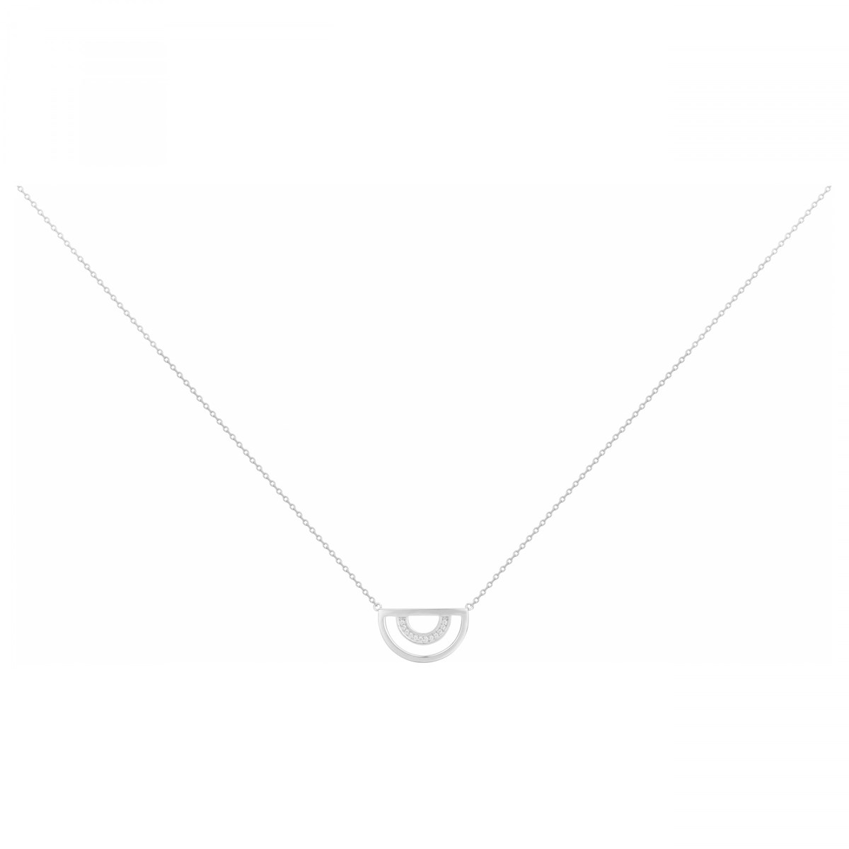 Collier mono-motif en Argent avec oxyde de zirconium blanc