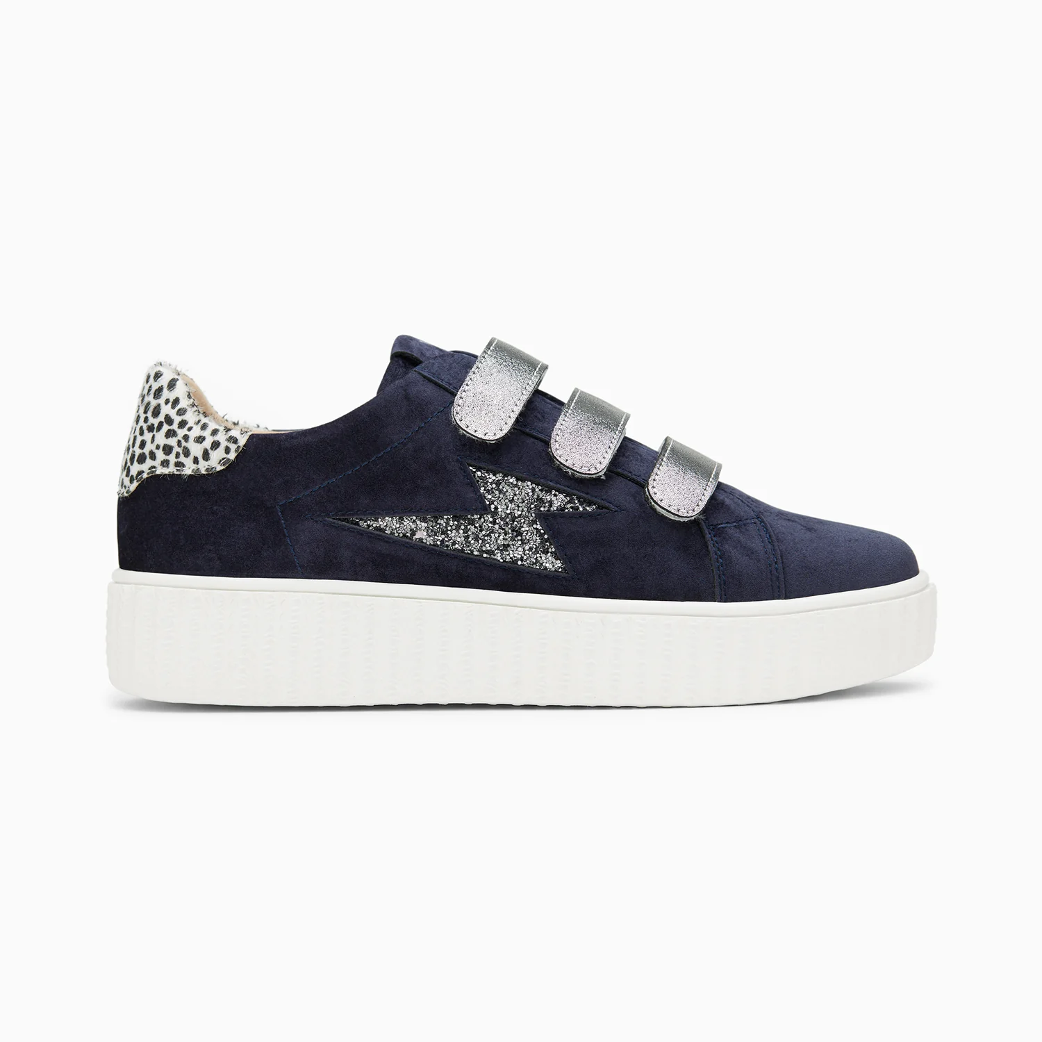 Sneakers-Baskets éclair Maëlle bleu et anthracite à scratchs