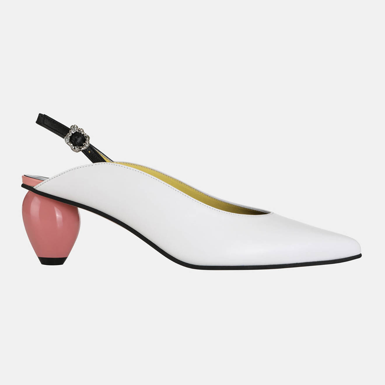 Yuul Yie Slingback en Cuir Slide blanc/rose - Talon 6 cm