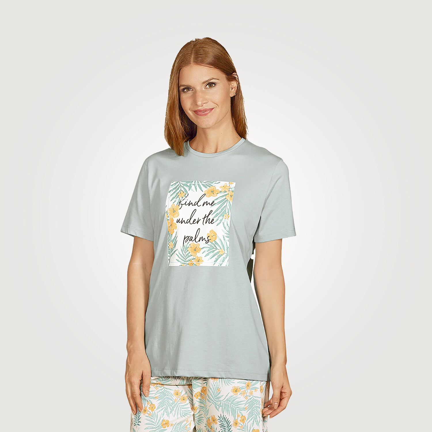 Mix & Match Pyjama Frontprint T-Shirt kurzarm
