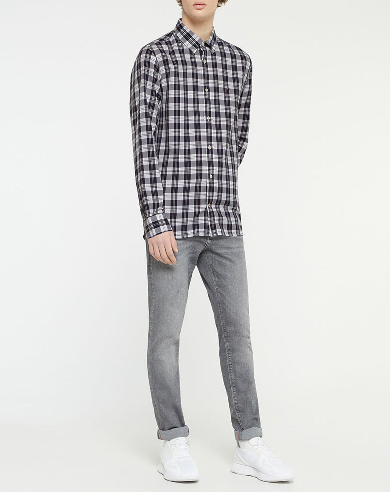 Tommy Hilfiger Chemise droite Textured Check à carreaux bleu marine/blanc