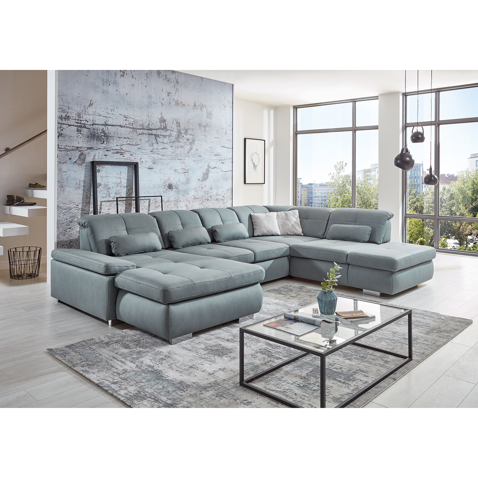 polsterpower Wohnlandschaft - steel - Ottomane links - Basismodell