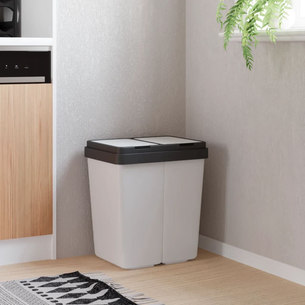 vidaXL Dubbele afvalbak wit 2x25 L