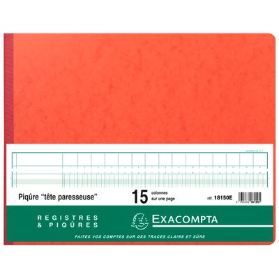 Exacompta - Piqûre à tête paresseuse - 15 colonnes sur 1 page - 29,7 x 38 cm - 80 pages
