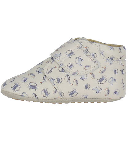 Pom Pom Leder-Krabbelschuhe - Anfänger Klettband Print - Sea