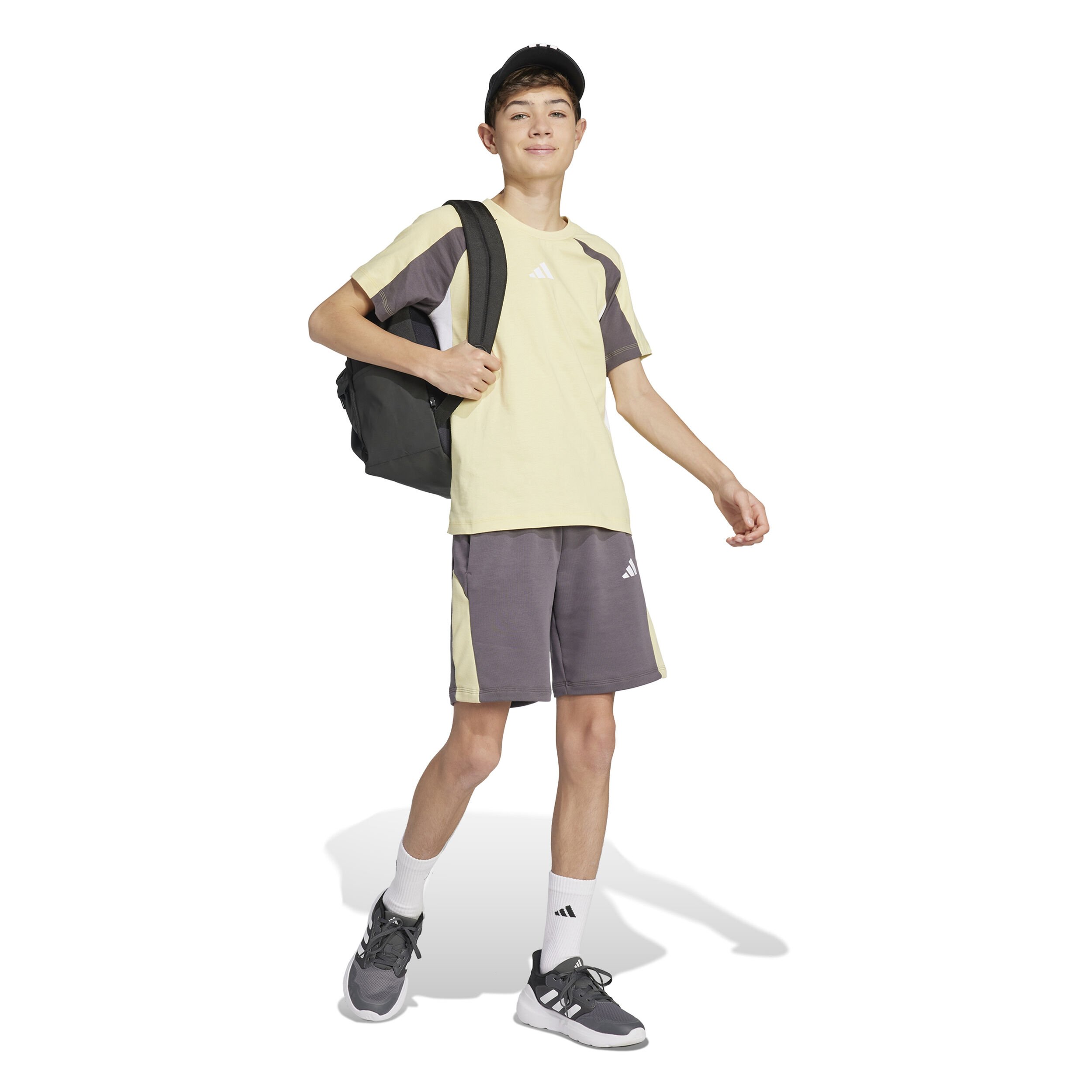 adidas Essentials Colorblocks Shorts Enfants - Gris Foncé, Jaune