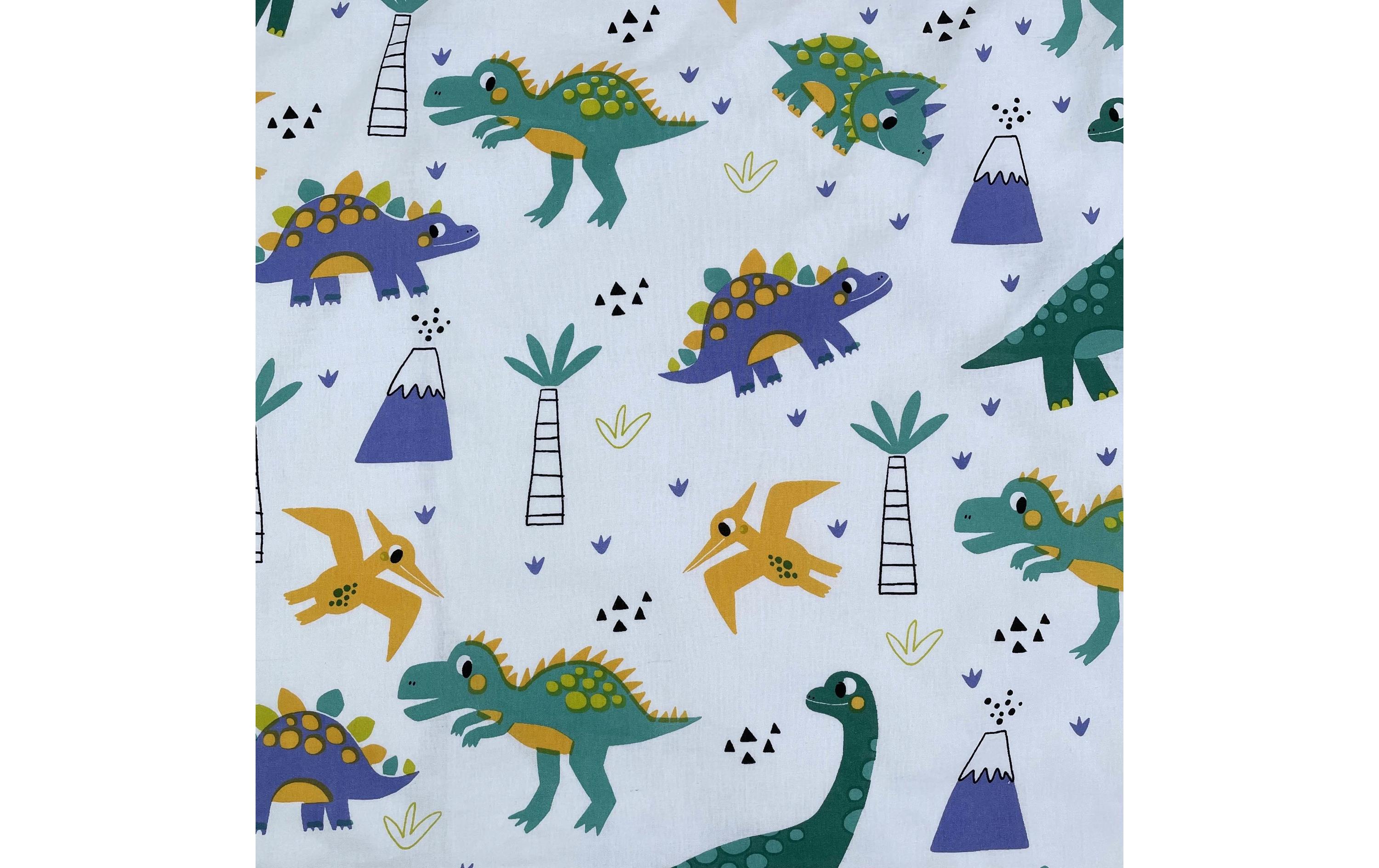 Kinderbettwäsche Dino cute & wild 100 x 135 cm + 40 x 60 cmBettwäscheset für ein kleineres Kinderbett
