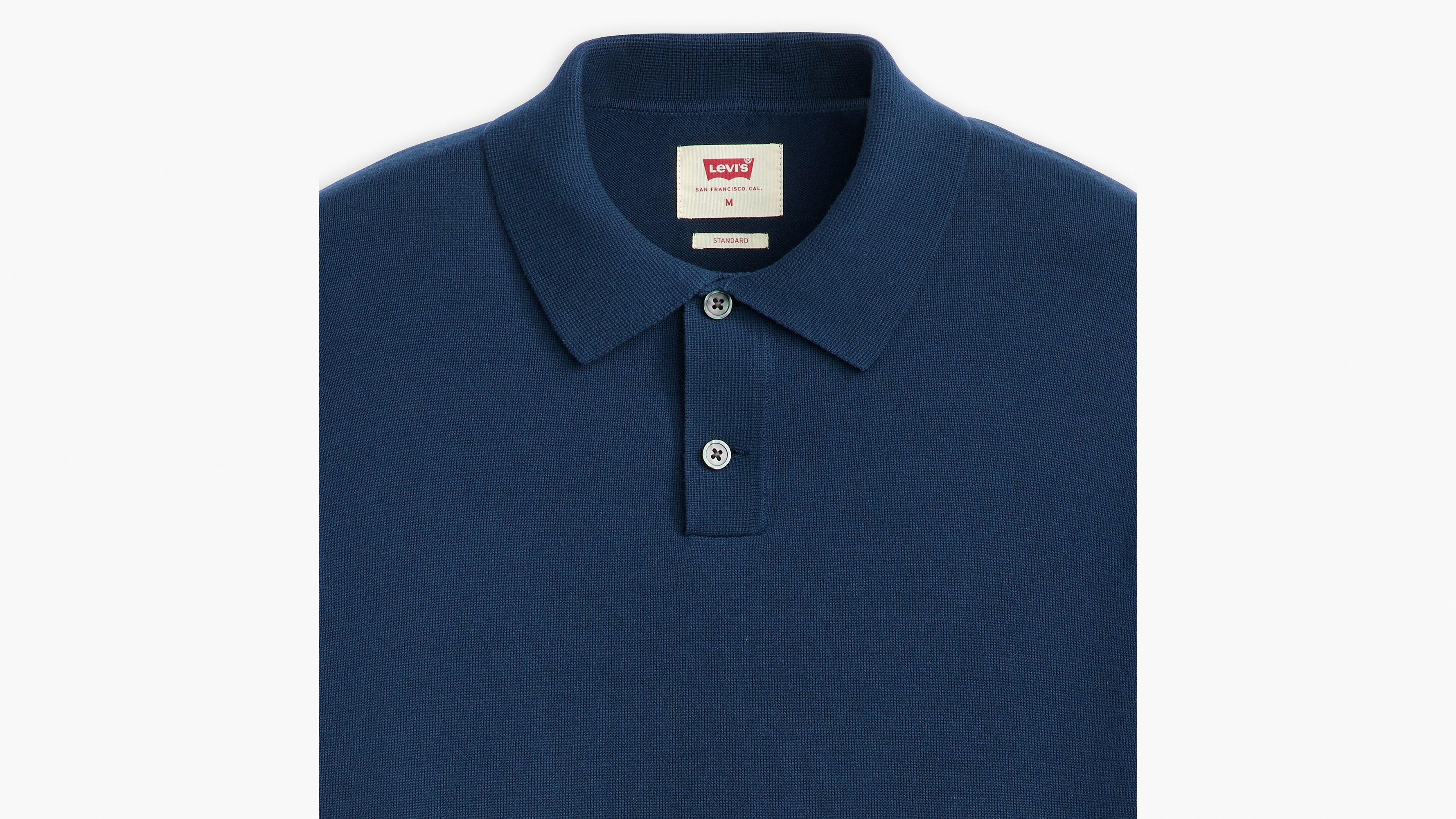 Pull-over col polo maille fine - Dress Blues - Bleu