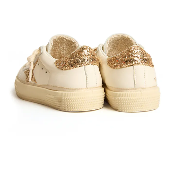 Golden Goose Baskets Lacets May Paillettes | Doré