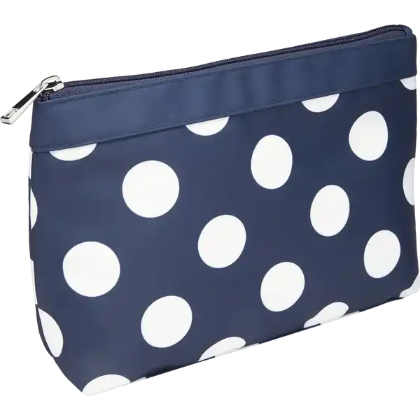 Damen Kulturtasche dunkelblau m. Punkten