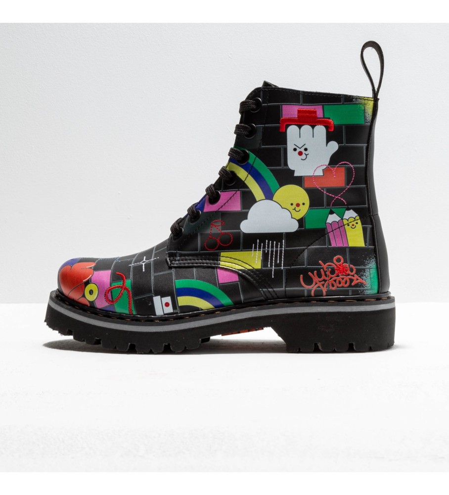 Botas de tornozelo de couro multicoloridas Art