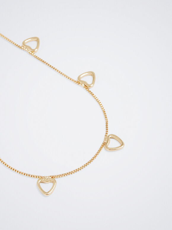 Pulseira dourada com coração - Dourada