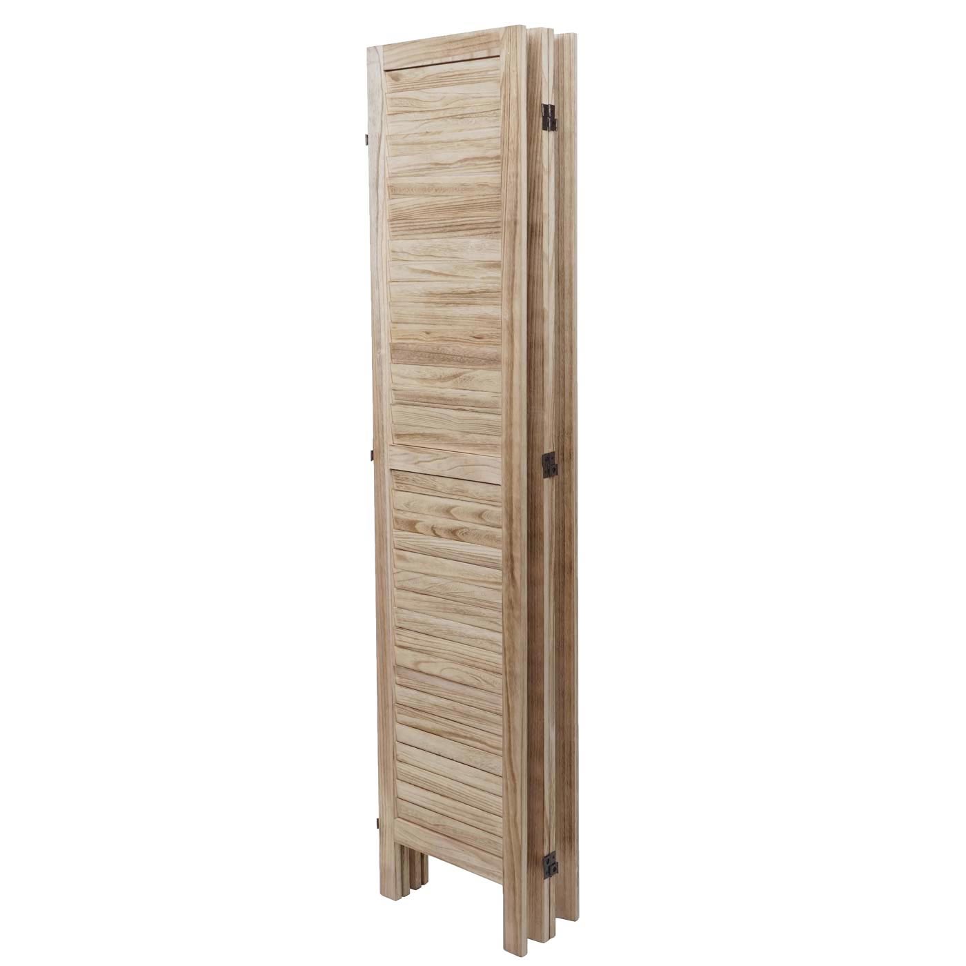 Paravent MCW-G30, Trennwand Sichtschutz Raumteiler, Shabby-Look 170x162cm ~ hellbraun
