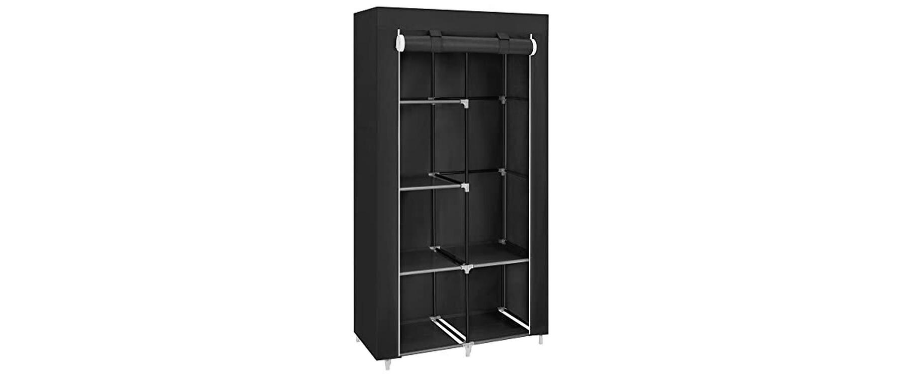 Regal mit Rolltür 88 x 45 x 170 cm, SchwarzStoffschrank