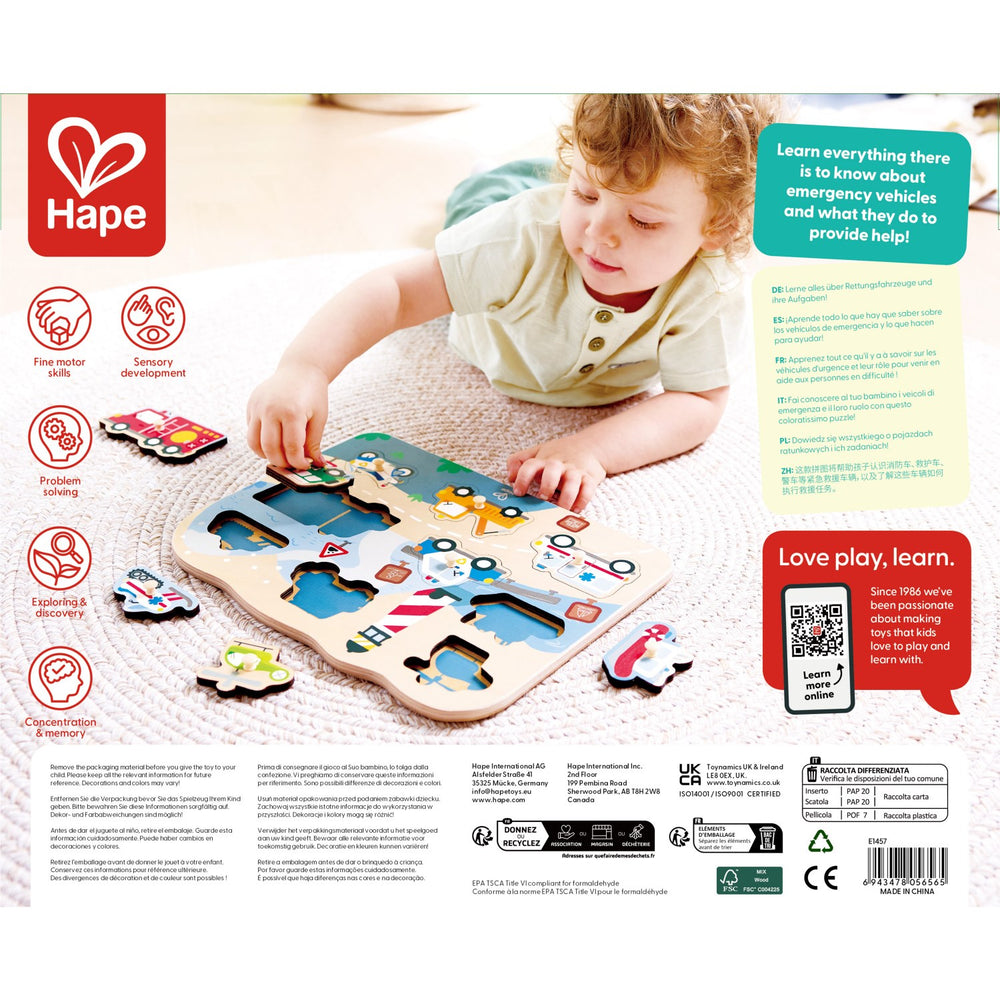 Køb Hape Udrykningskøretøjer Knoppuslespil