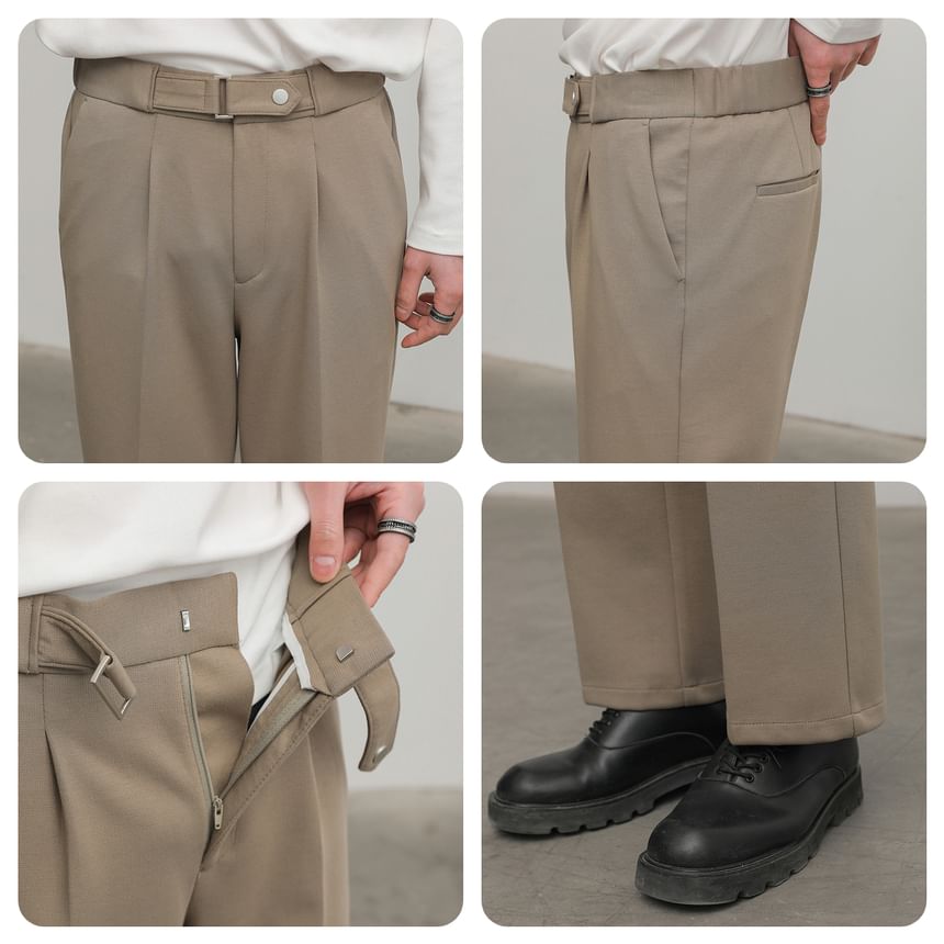 Remeefa - Mid Rise Plain Wide Leg Crop Dress Pants