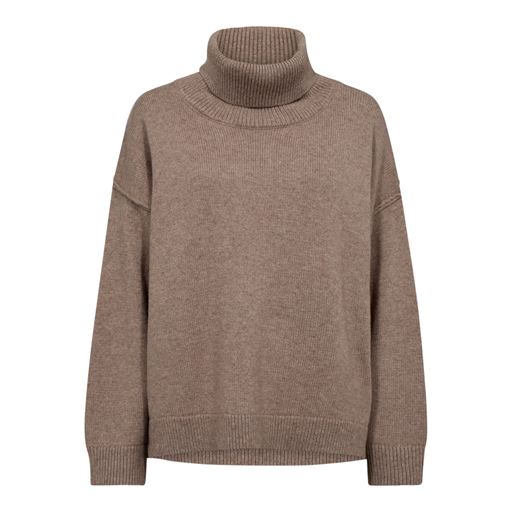 Co'Couture MajaCC Slit Roll Neck Striktrøje, Latté, L