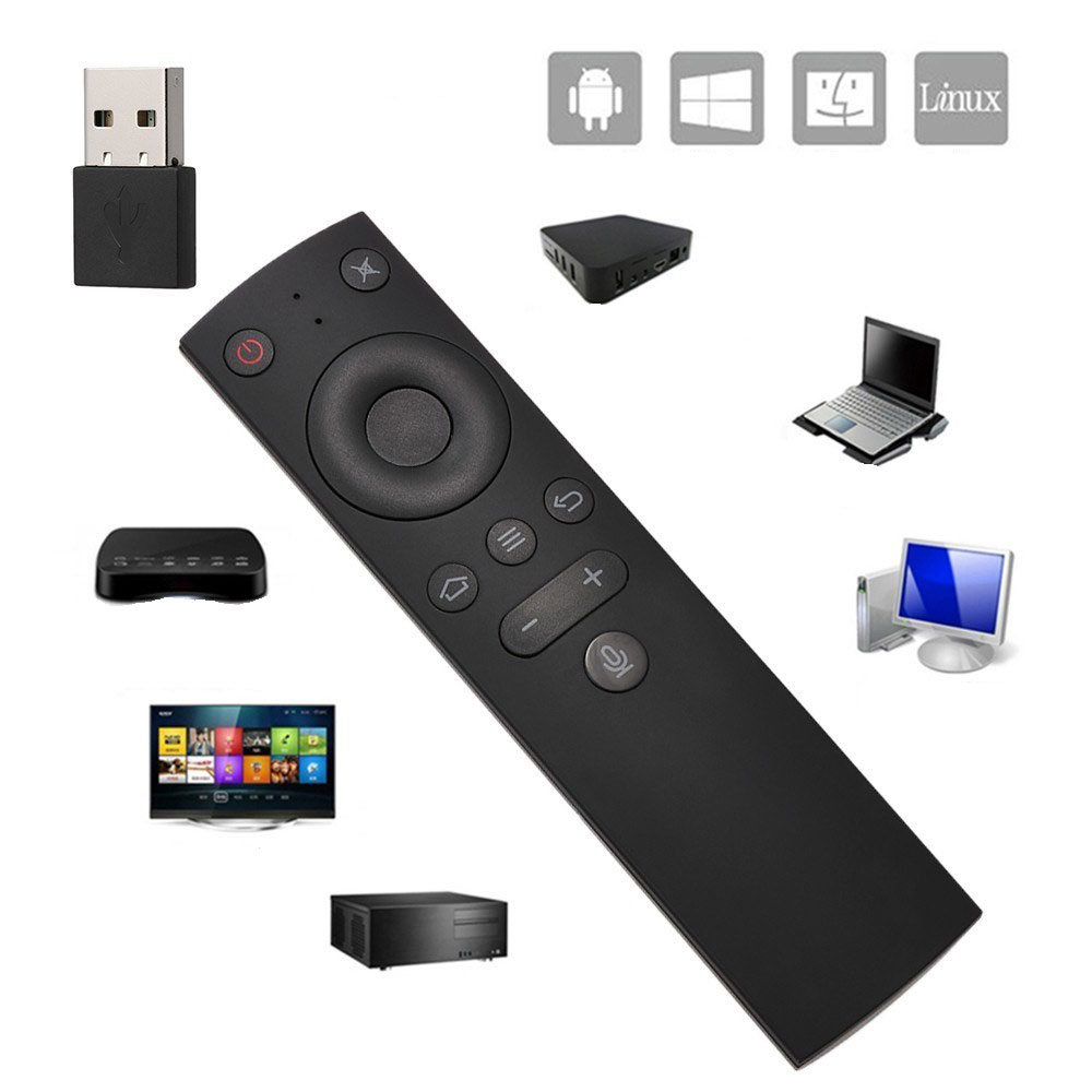 Wireless 2.4 GHz Funk Fernbedienung mit Spracheingabe Funktion   USB Empfänger für Android TV Box / PC (Batteriebetrieben) - Schwarz