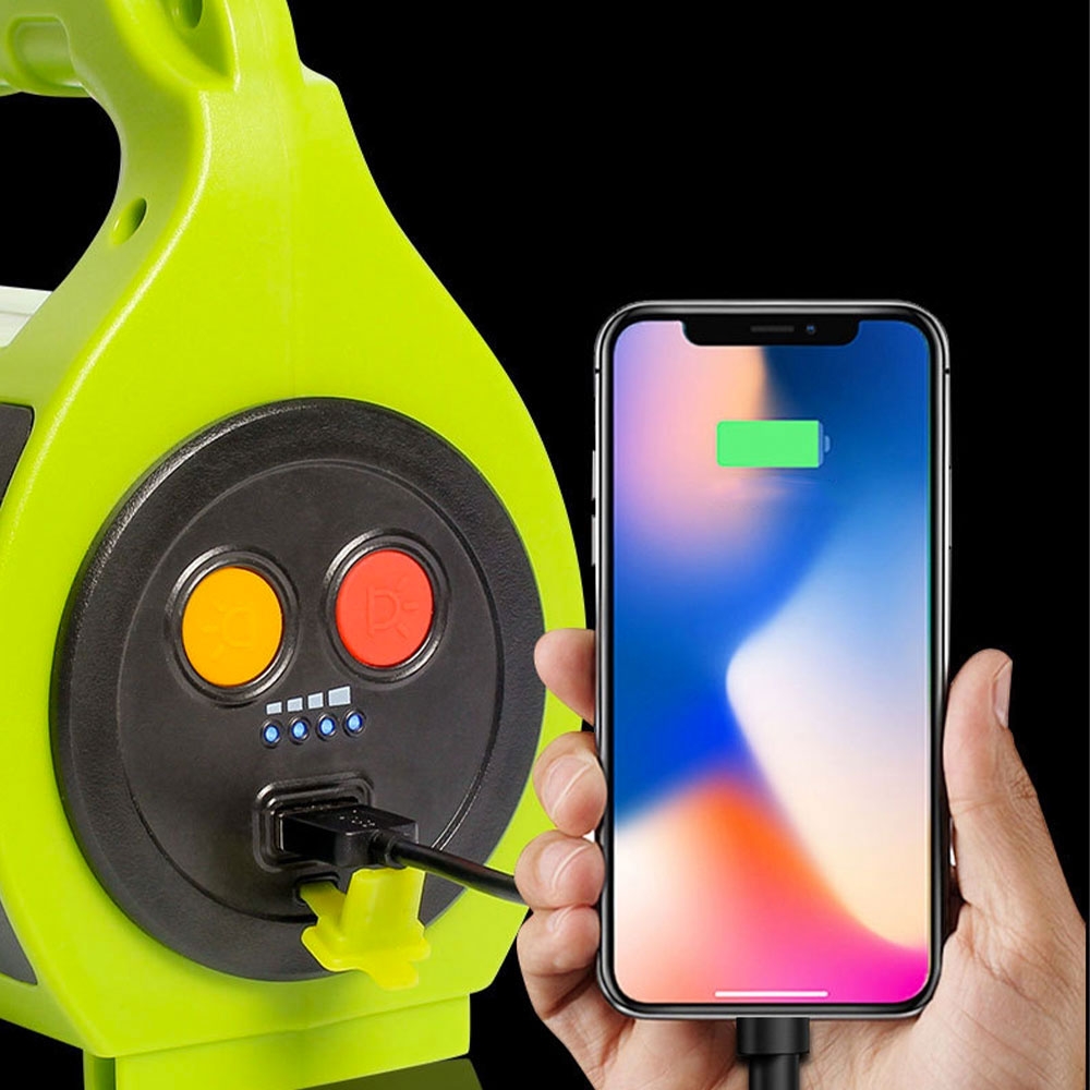 LED (350LM) Notfall Handscheinwerfer Camping Taschenlampe   USB Powerbank 2200mAh Spritzwasserfest (IPX4) - Grün