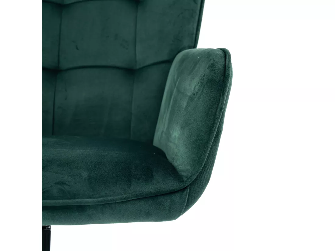 URBAN MEUBLE Fauteuil de bureau scandinave avec accoudoirs, 360°, en velours vert IRIS SMALL VELVET GREEN