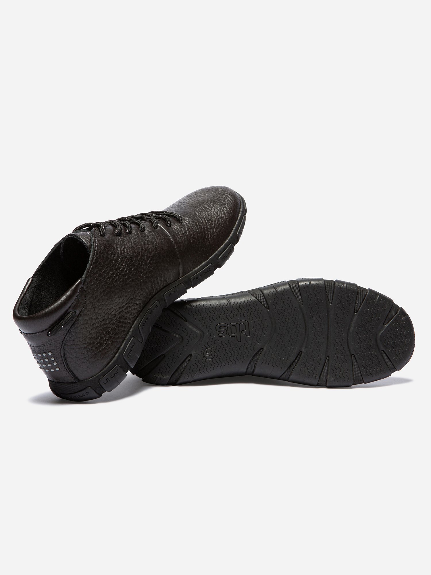 Tennis Montantes Femme Confort Cuir Noir
