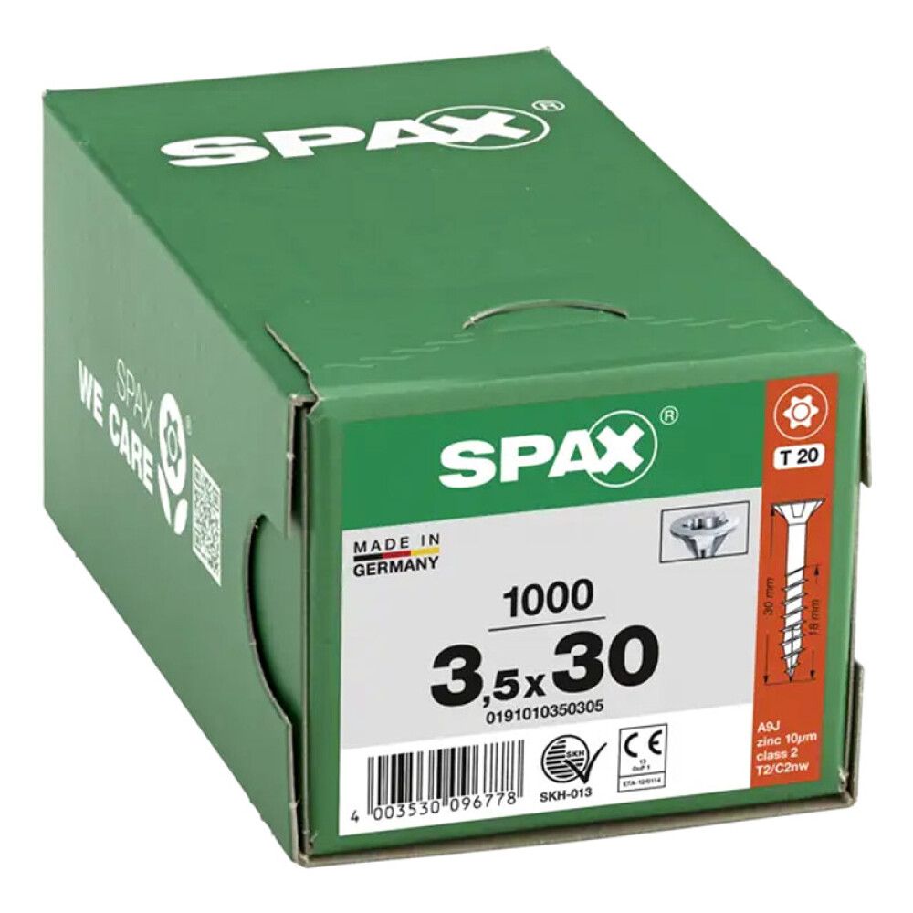 SKRUE SPAX SENKHODE TORX 3,5X30MM 1000 STK