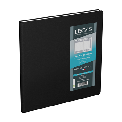 Agenda Classique - 1 semaine sur 2 pages - 16 x 16 cm - noir - Lecas