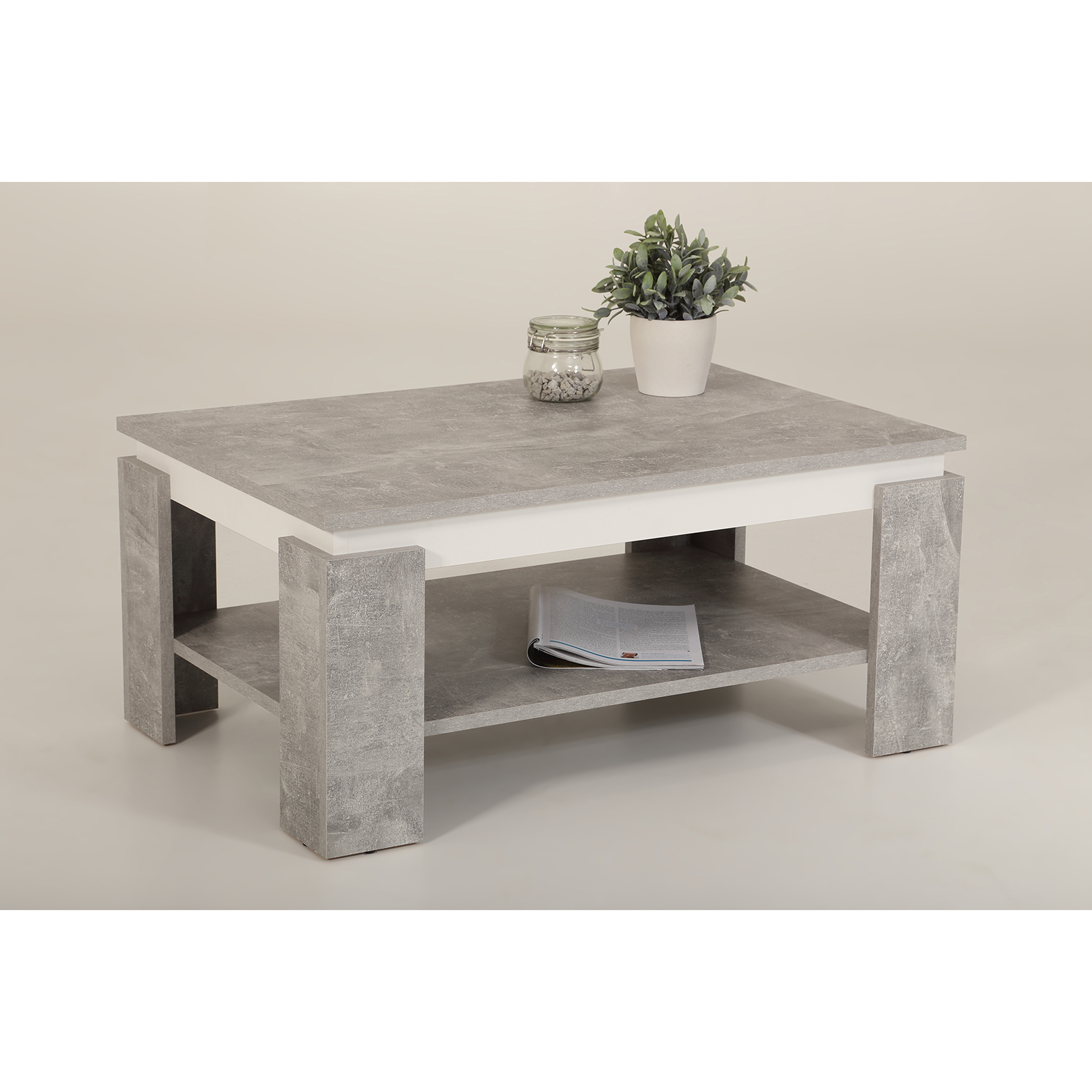 Couchtisch - Beton - weiß - 90 cm