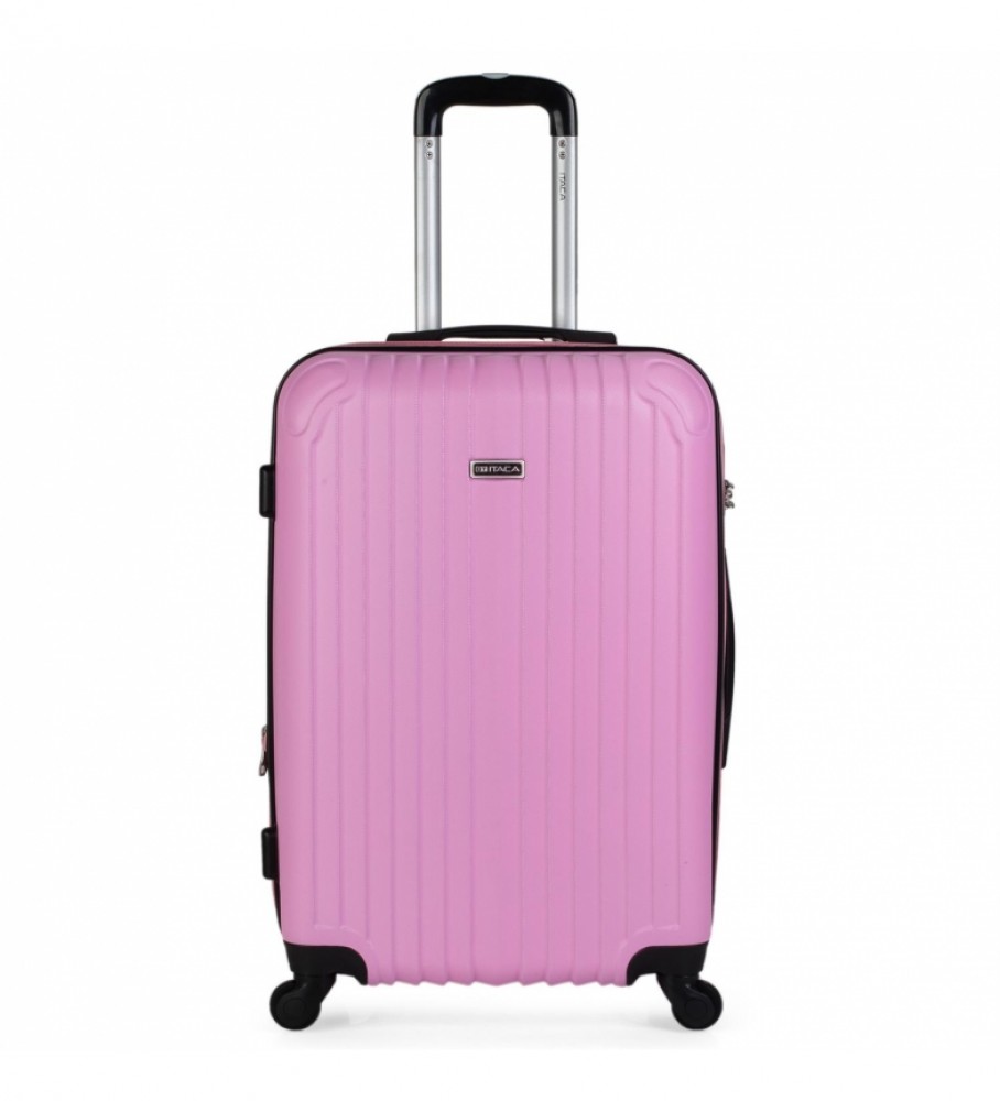 Conjunto de malas rígidas de viagem com 4 rodas ITACA T71500 rosa - 55 x 38 x 20 cm -