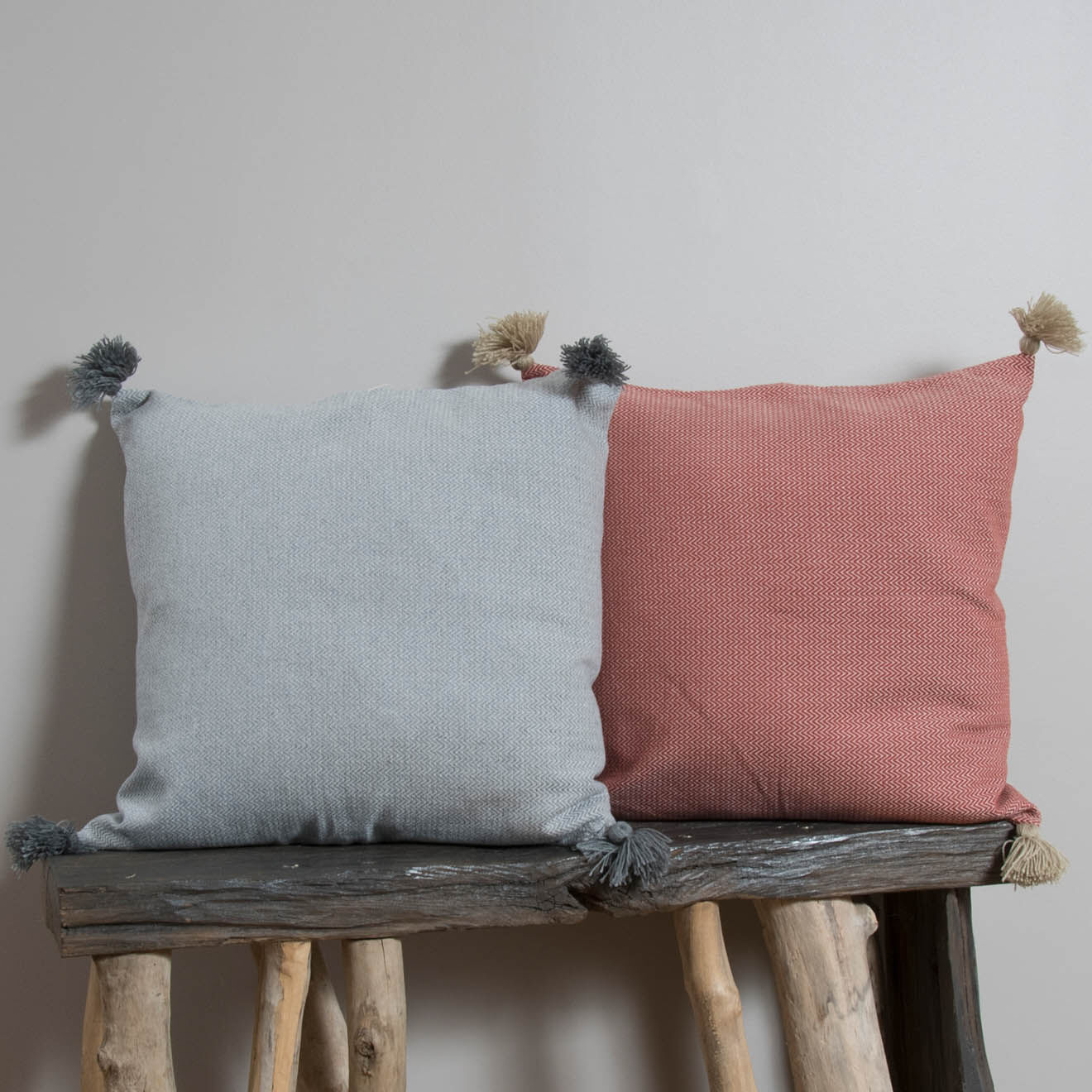 Febronie Housse de coussin chevron Stockholm gris perle - 50x50 cm