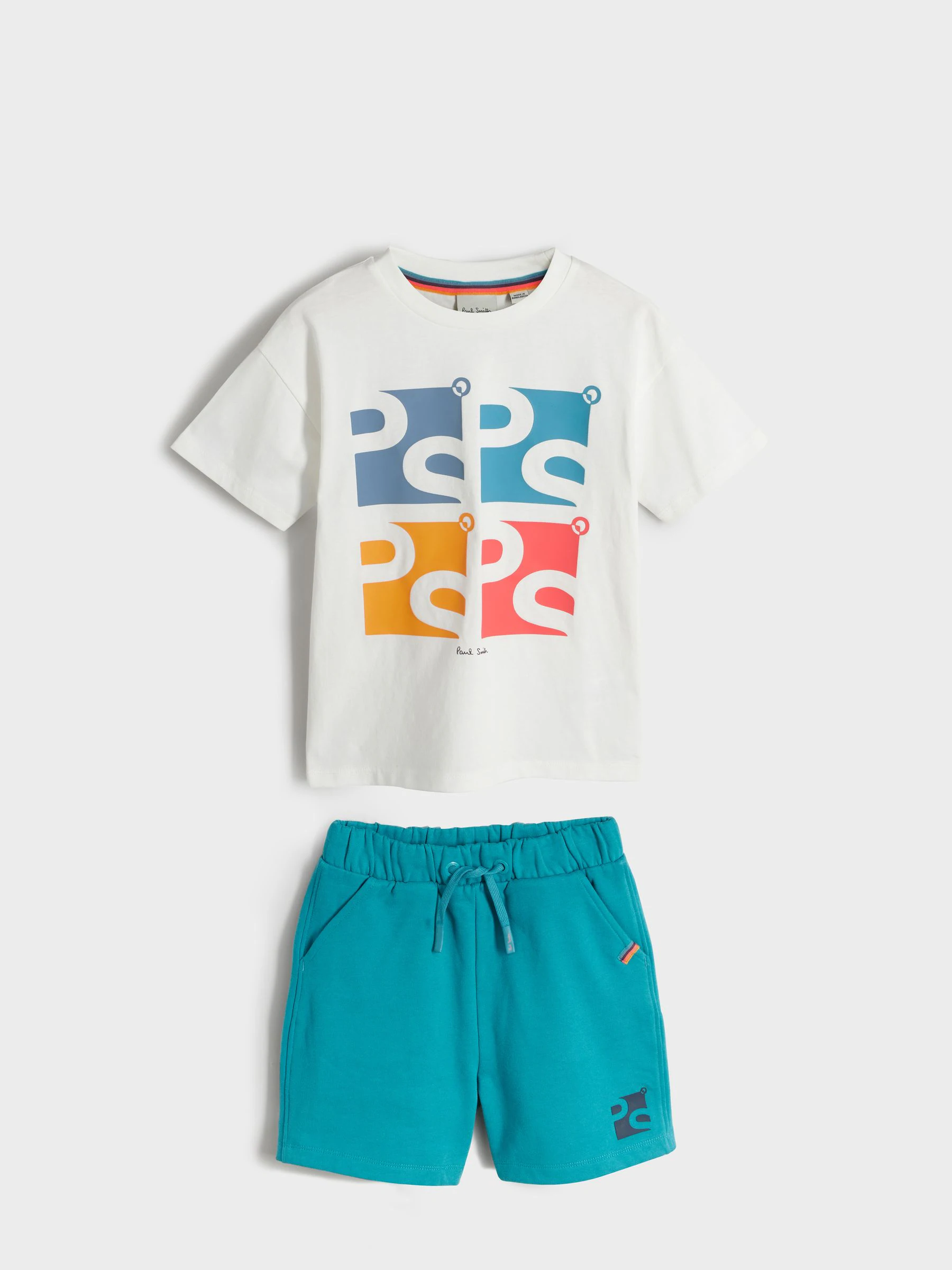 Wit - Paul Smith Junior set van top en shorts voor jongens