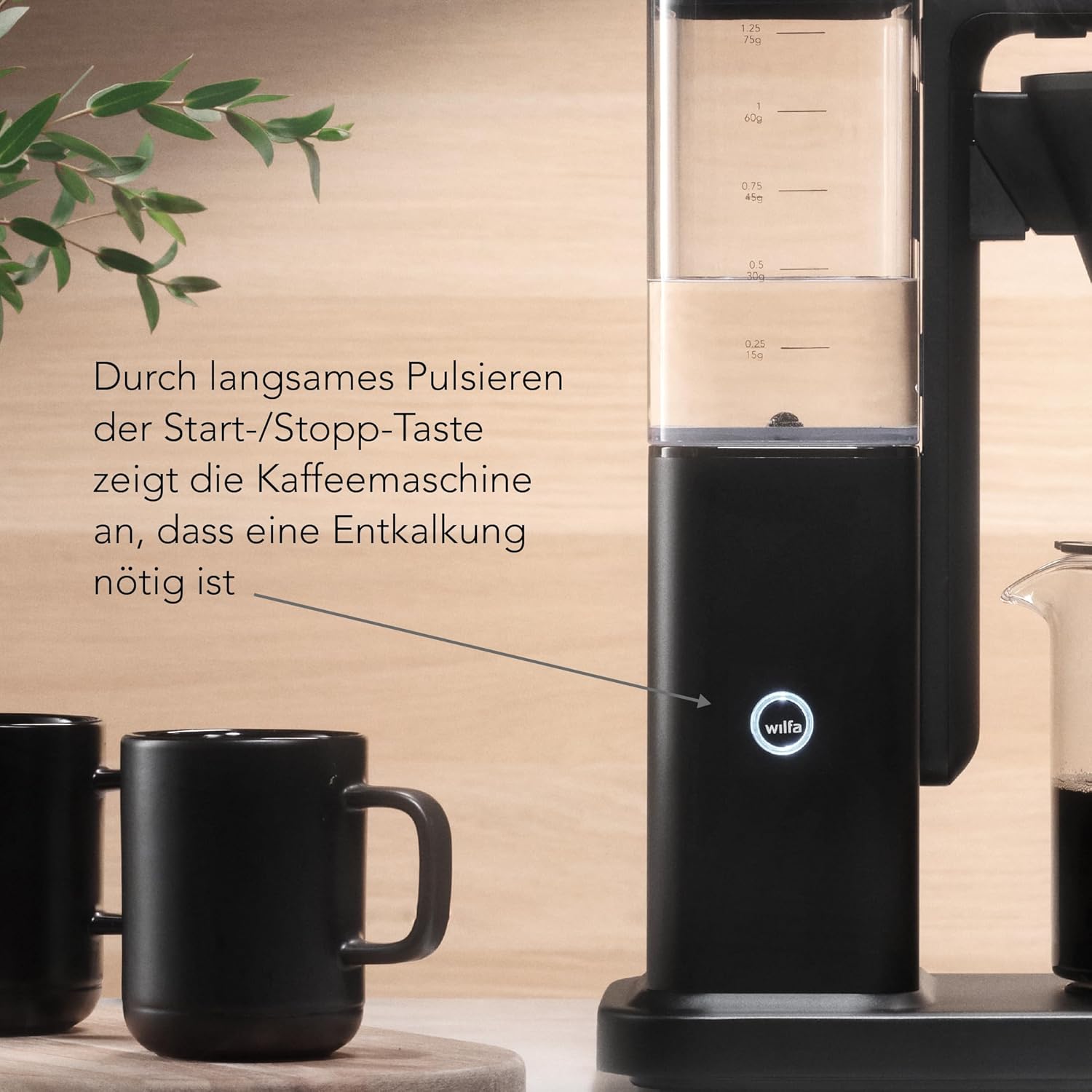 Wilfa Zense Alux Filterkaffeemaschine - 1,25L abnehmbarer Wassertank - Warmhaltefunktion - Tropfstopp & Auto-Abschaltung - einstellbarer Durchlauf - Aluminiumgehäuse (schwarz)