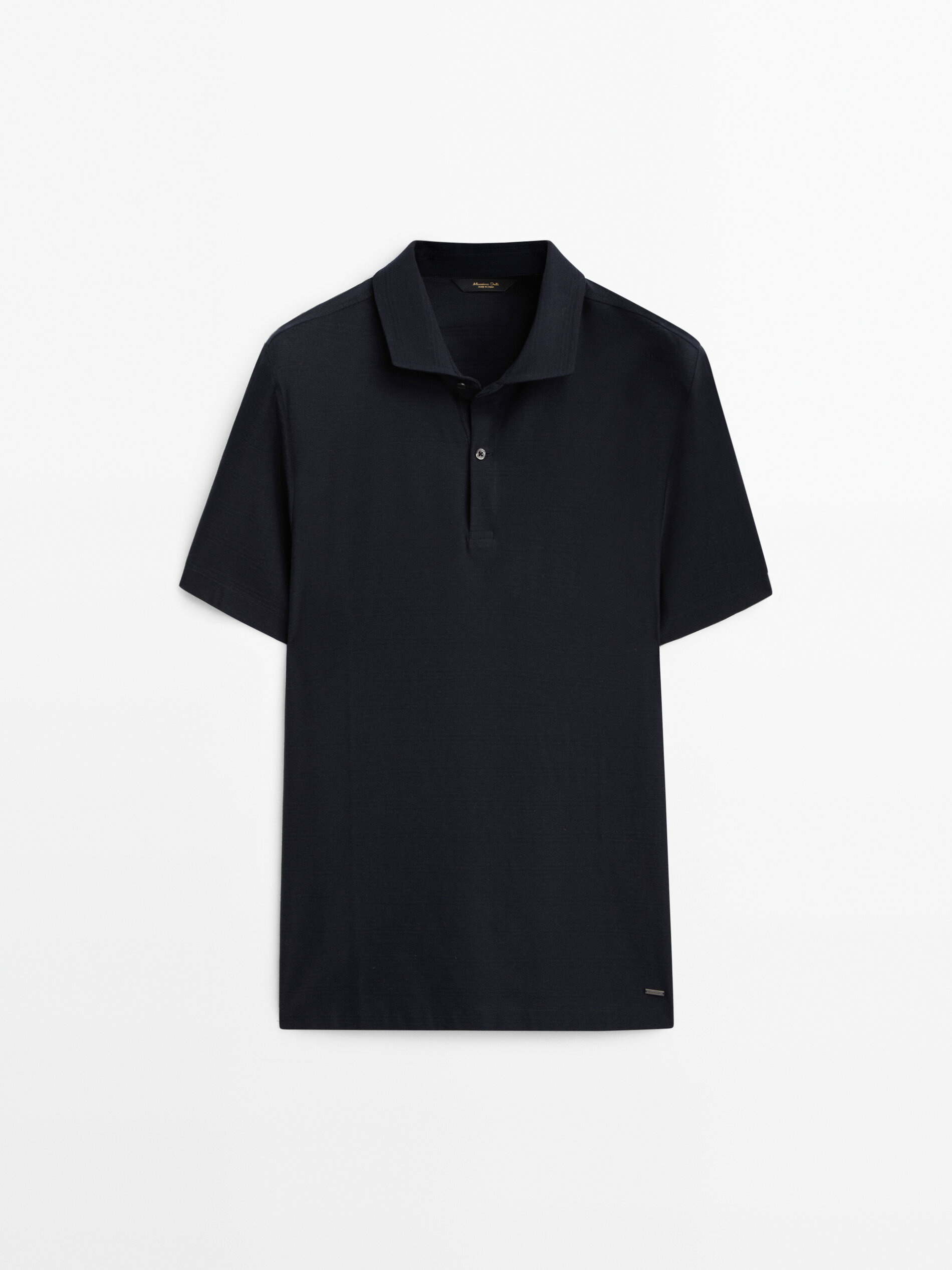 Camisa polo listrada em jacquard de algodão - AZUL MARINHO