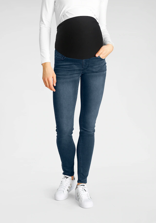 Neun Monate Umstandsjeans »Stretch-Jeans für Schwangerschaft und Stillzeit«, Umstandsjeans mit hoher Leibhöhe,  ohne Gürtelschlaufen,  Waschung