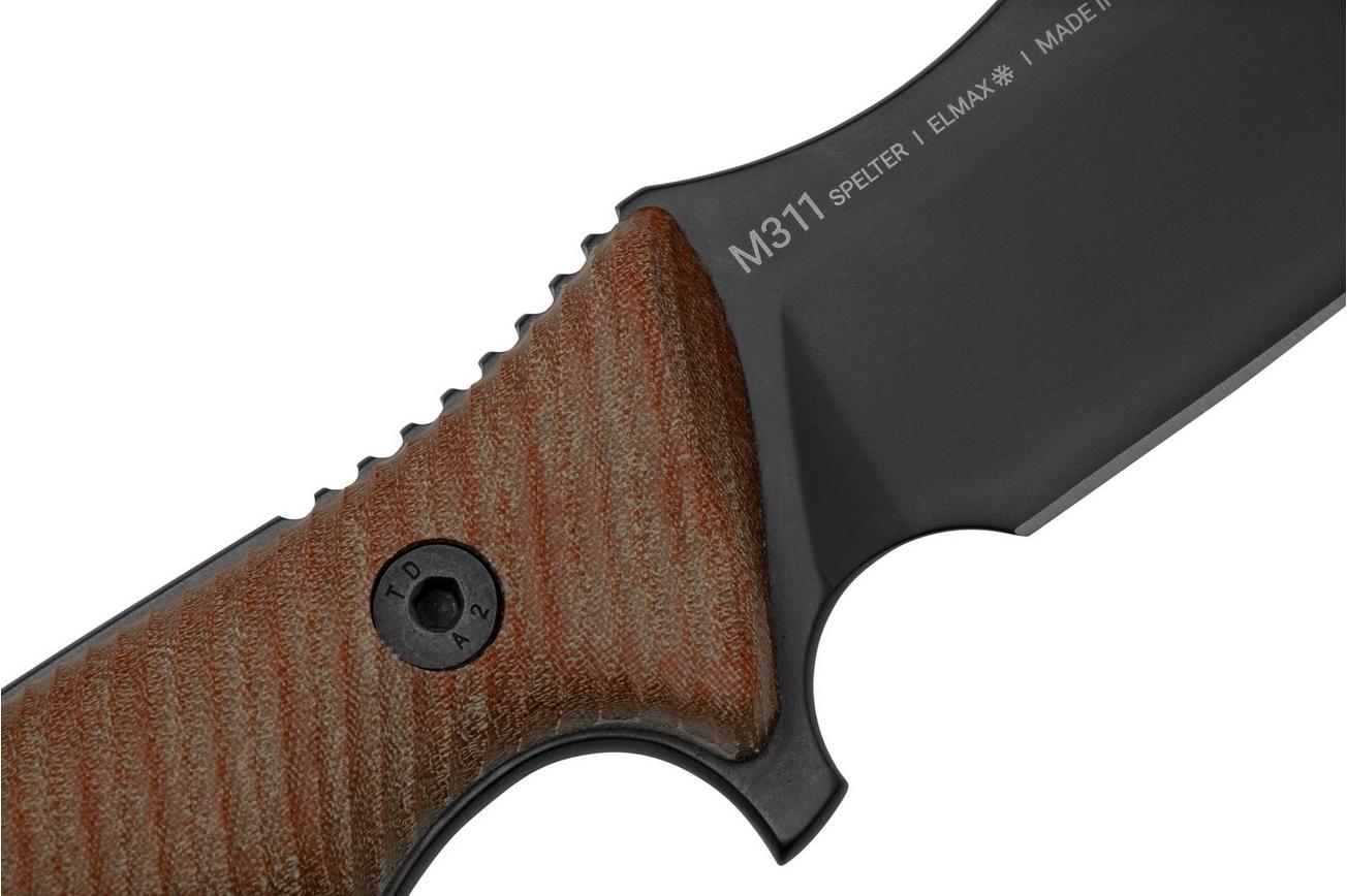 ANV Knives M311 SPELTER DLC Elmax, Coyote Micarta Handle, Black Kydex Sheath, survivalmes