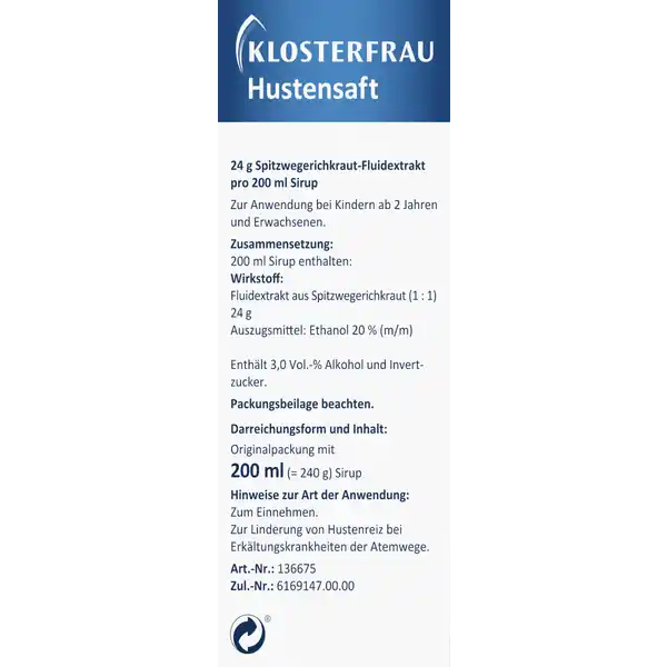 Klosterfrau Hustensaft zur Linderung und Beruhigung