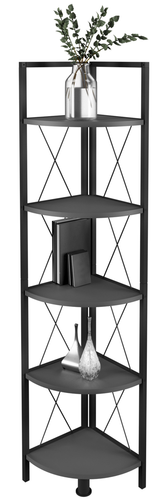 Eckregal INSASI 5 - anthrazit-schwarz - 160 cm hoch