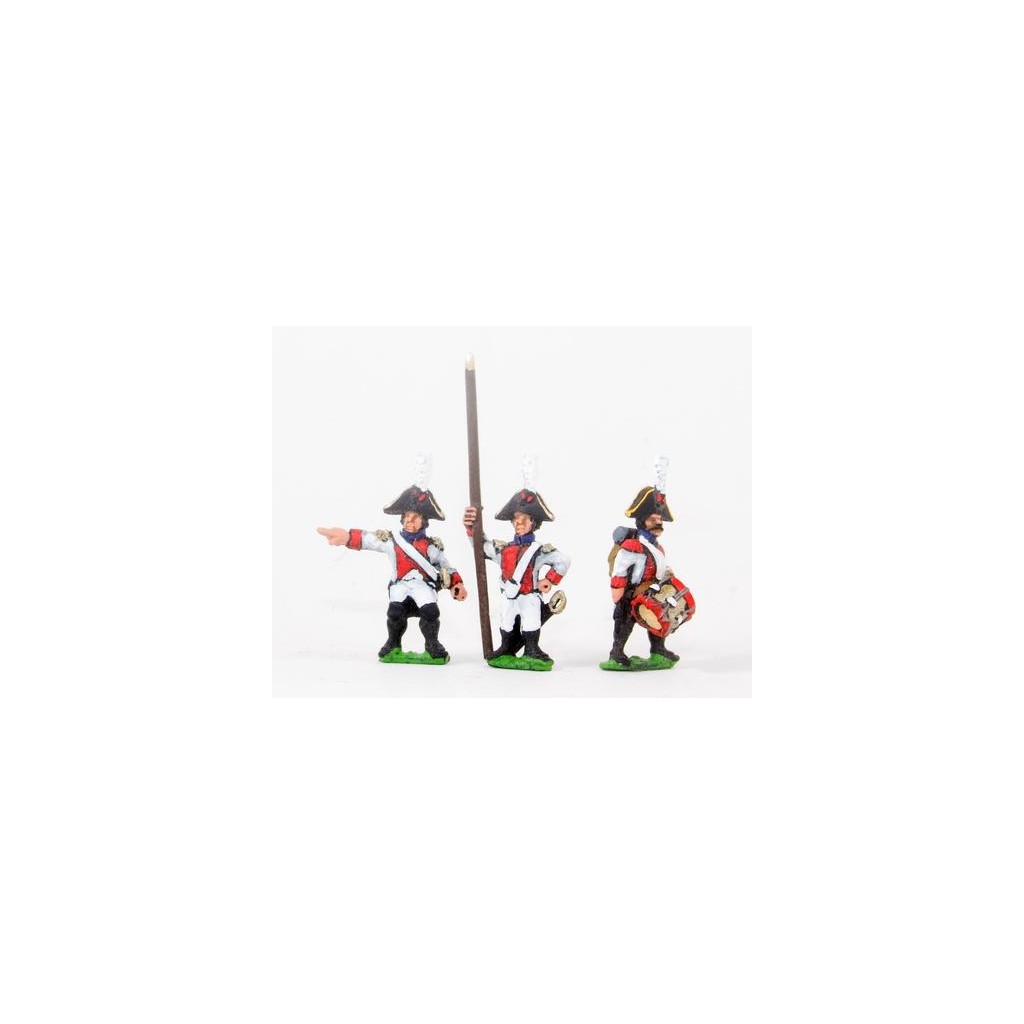 Early Spanish Infantry: Command: Line Officer, Standard Bearer and Drummer, halted