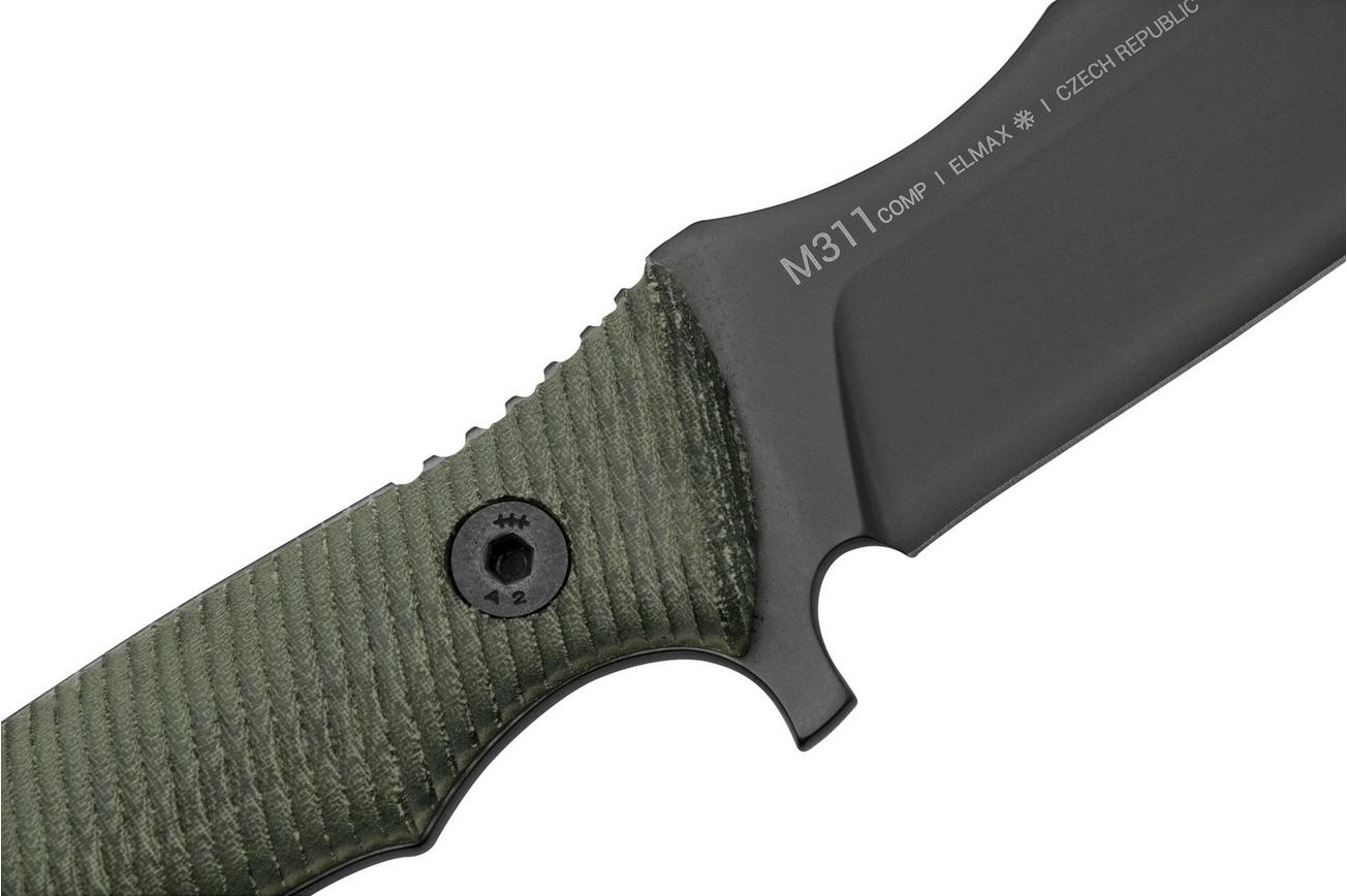 ANV Knives M311, M311-064 Spelter NC Elmax, Black Micarta Handle, Black Kydex Sheath, vaststaand mes