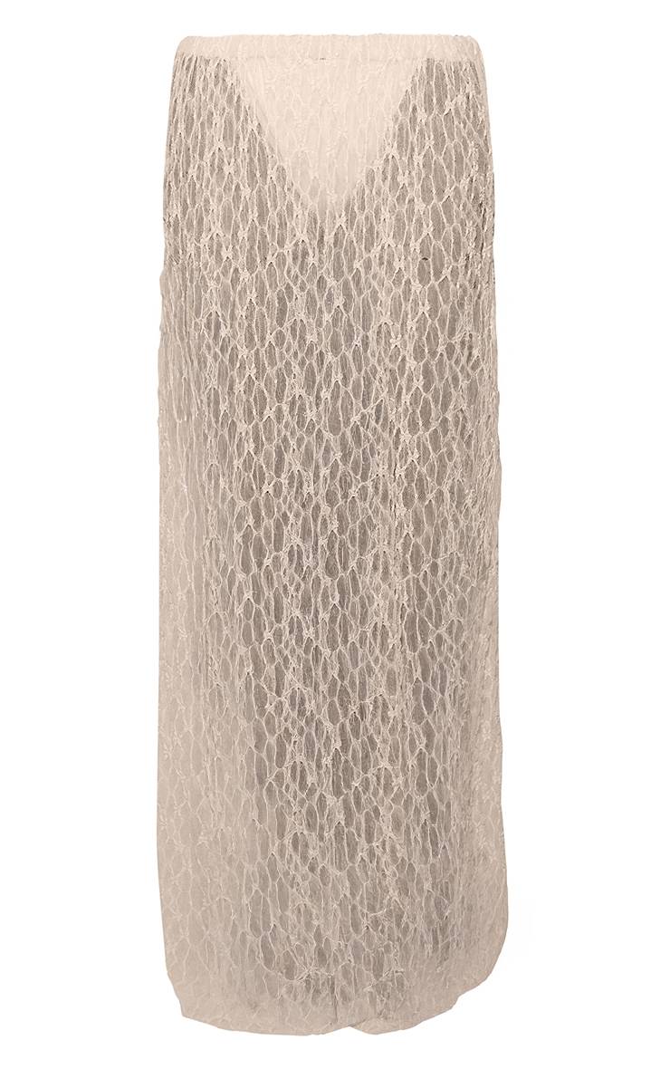 Crème Jupe De Plage Maxi À Texture Pailletée