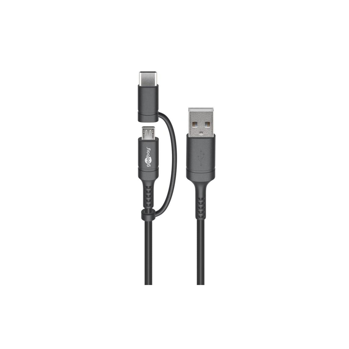 Goobay Lade- og synkroniseringskombinasjonskabel (med USB A til Micro-USB & USB-C™)