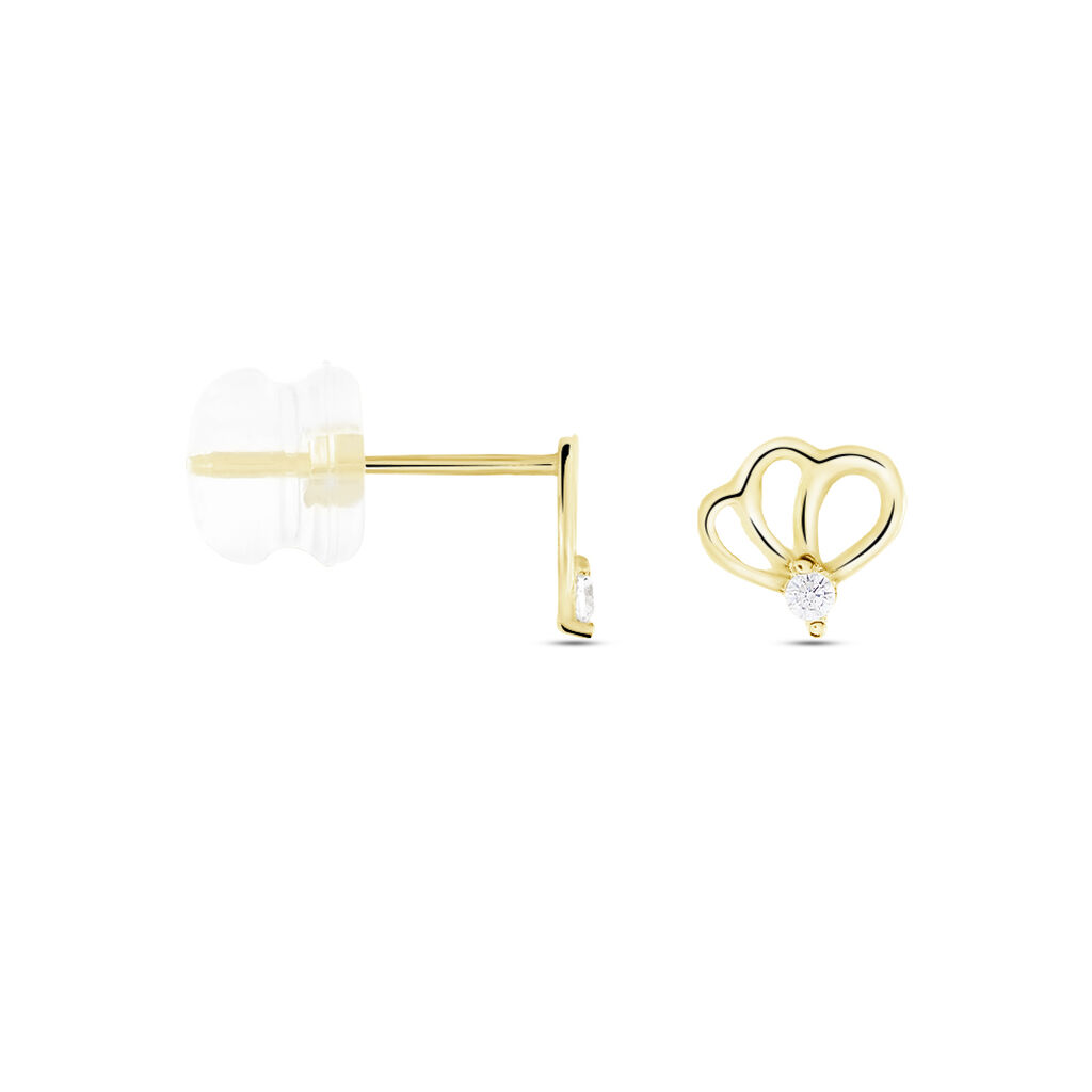 Boucles D'oreilles Puces Eleanor Fleur Or Jaune Oxyde De Zirconium
