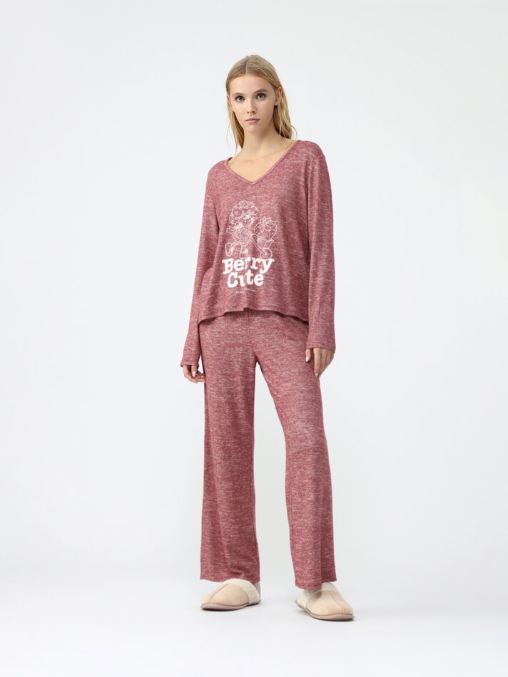 Conjunto de pijama com estampa de Moranguinho - Terracota Escuro