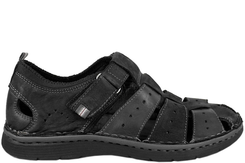 ROHDE SANDAL I SORT SKIND MED LUKKET SNUDE
