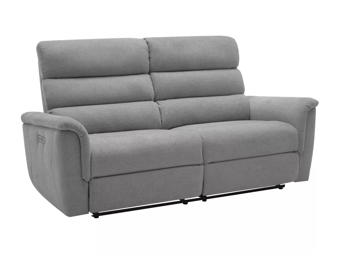Canapé 3 places relax électrique en tissu gris CARTASIA