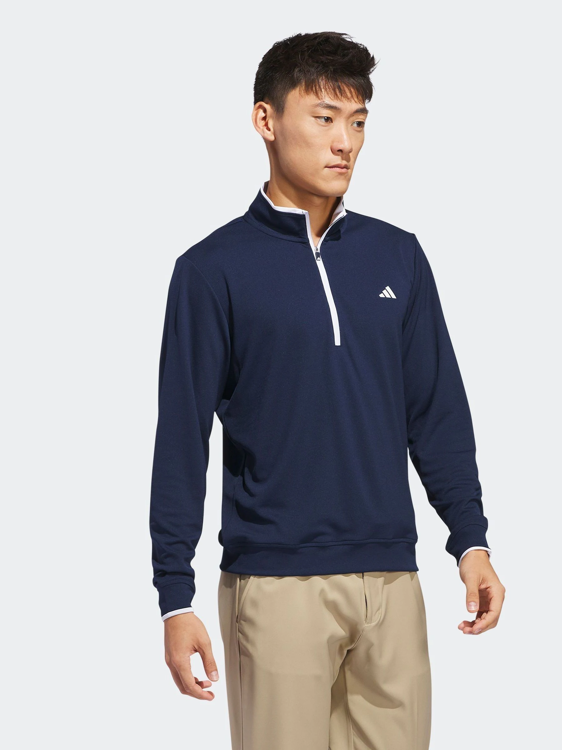 Marineblauw - adidas Golf, lichtgewicht top met kwartrits