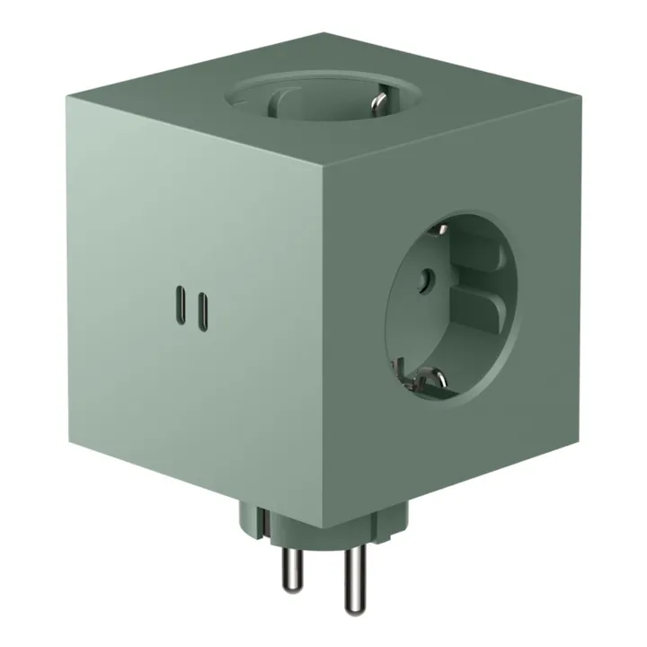 Avolt Prise murale Square 2 avec port USB-C | Vert pâle