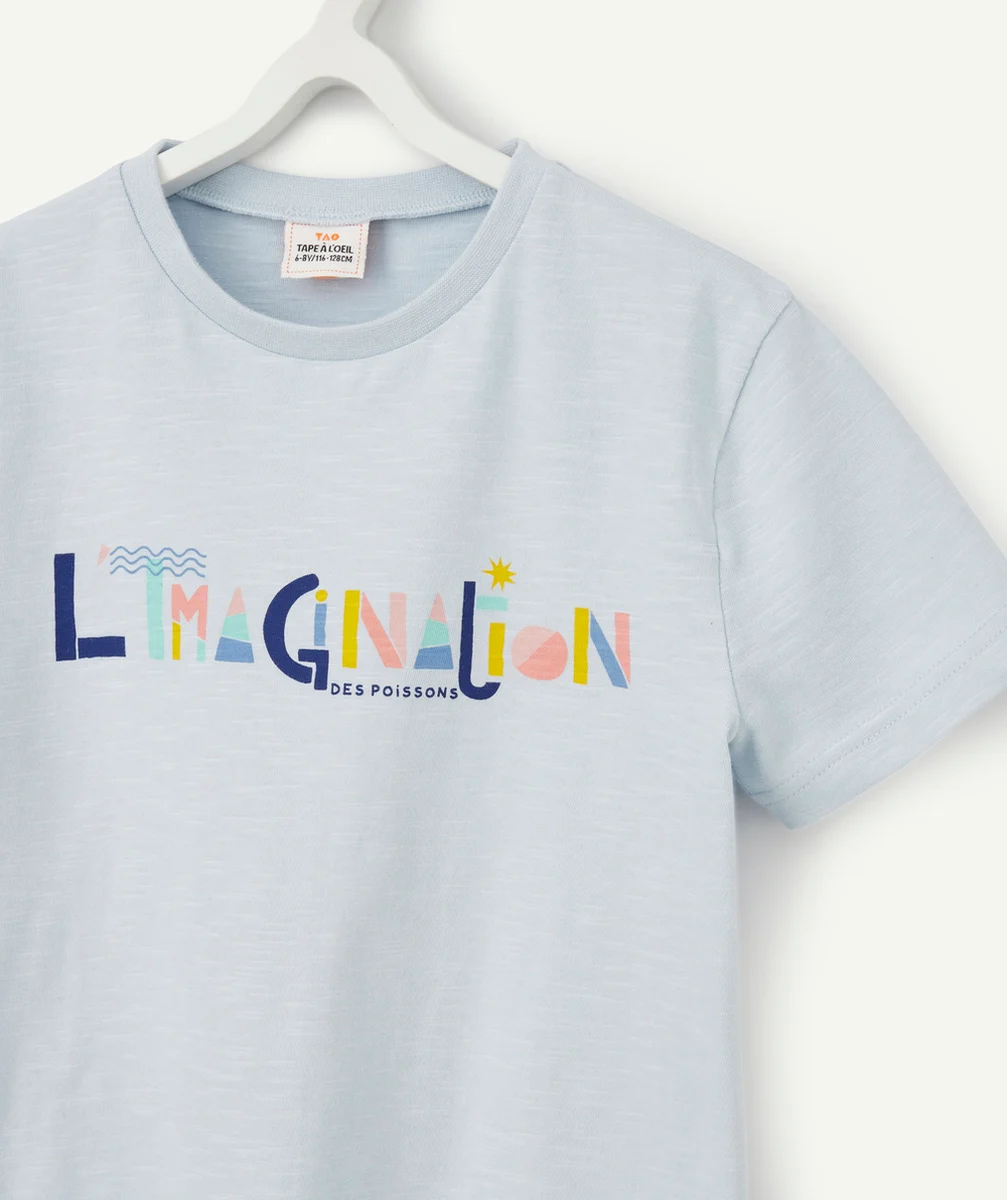 COSMIC VIBES - T-SHIRT BLEU POISSON EN COTON BIO ENFANT