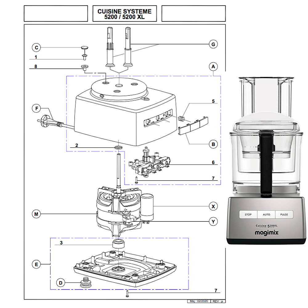 Pièces détachées MAGIMIX 5200 et 5200 XL