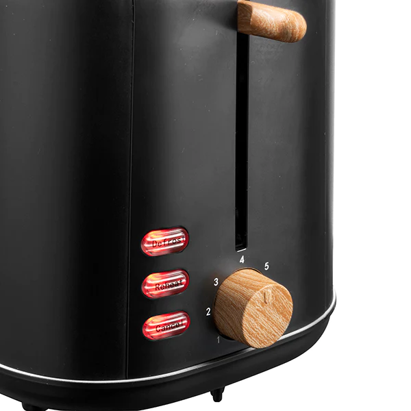 Toaster grille-pain 2 tranches noir et bois Bestron